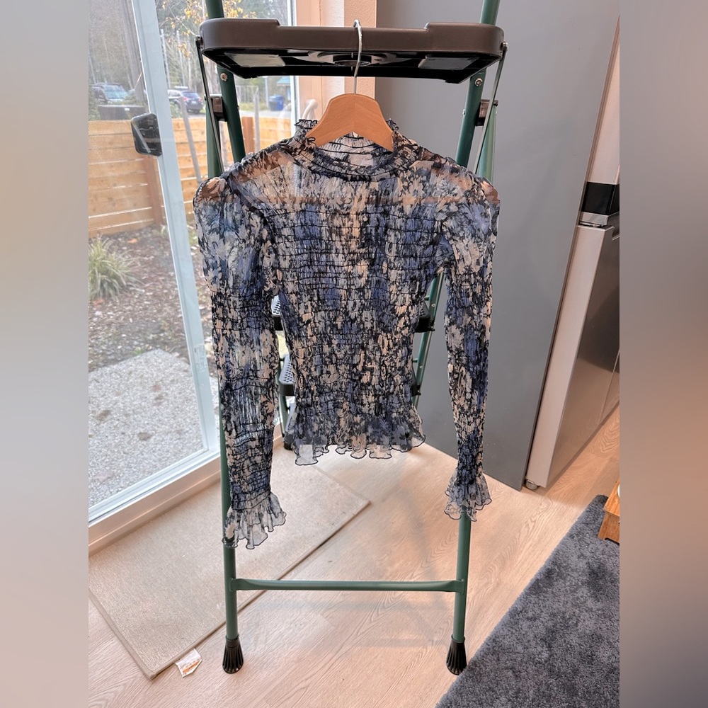 Free people intimately lux sheer mesh mock neck long sleeve top